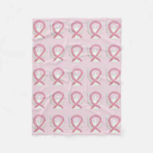 Couverture Polaire Pink Breast Cancer Awareness Ruban Fleece Blanche (Devant)