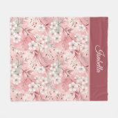 Couverture Polaire Pink cherry blossom Personalized (Devant (Horizontal))