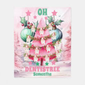 Couverture Polaire Pink Christmas Dentist Joyeux Noël (Devant)
