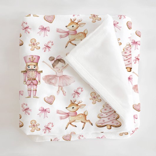 Couverture Polaire Pink Christmas Nutcracker Fleece Blanket