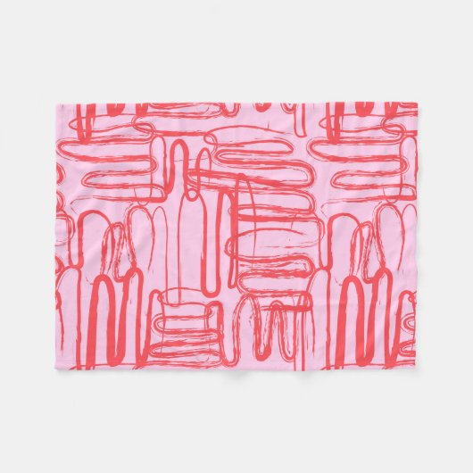 Couverture Polaire Pink Curve Wavy Squiggle Abstract Modern (Devant (Horizontal))