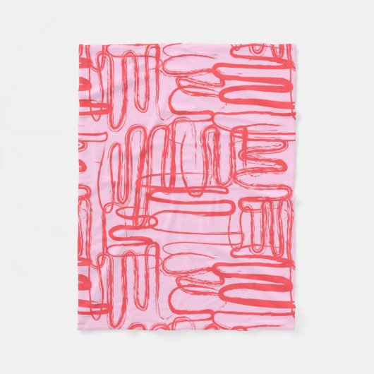 Couverture Polaire Pink Curve Wavy Squiggle Abstract Modern (Devant)