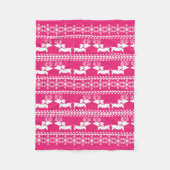 Couverture Polaire Pink Dachshund Fair Isle Christmas Blanket (Devant)