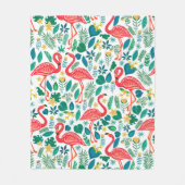 Couverture Polaire Pink Flamingos and Tropical Flowers Pattern (Devant)
