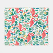 Couverture Polaire Pink Flamingos and Tropical Flowers Pattern (Devant (Horizontal))