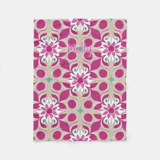 Couverture Polaire Pink Floral AI Art Fleece Blanket Molly (Devant)