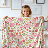 Couverture Polaire Pink Floral Girls Nom Fleece Blanket