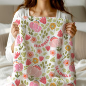 Couverture Polaire Pink Floral Girls Nom Fleece Blanket