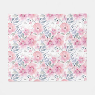 Couverture Polaire Pink Floral Watercolor 