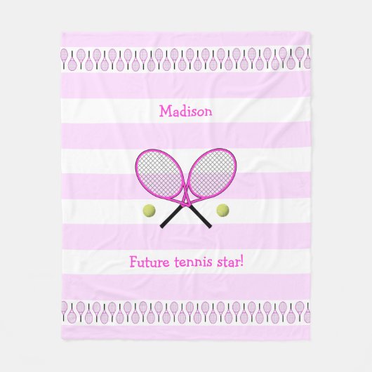 Couverture Polaire Pink future star de tennis personnalisé rayé (Devant)