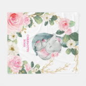 Couverture Polaire Pink Gold verdure Rose Elephant Girl Nursery (Devant (Horizontal))