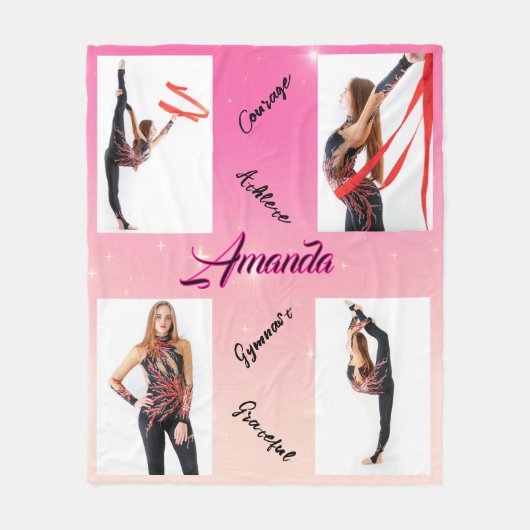 Couverture Polaire Pink Gradient 4 Photo Collage Mots de sagesse (Devant)