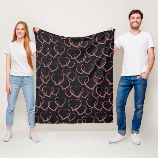 Couverture Polaire Pink Hearts Pattern (En situation)