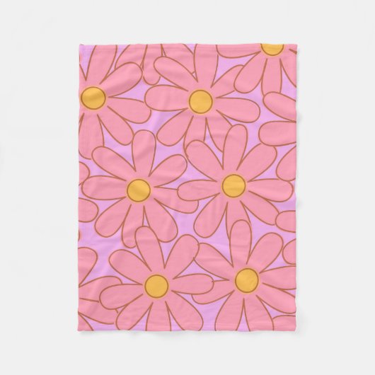 Couverture Polaire Pink Jaune Tropical Floral Botanique Été (Devant)