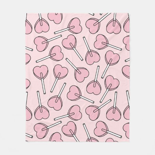 Couverture Polaire Pink Lollipops, Heart Lollipops, Lollipop Pattern (Devant)