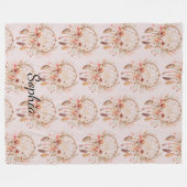 Couverture Polaire Pink Love Boho Floral Feathers Dream Catcher (Devant (Horizontal))