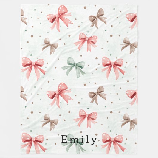 Couverture Polaire Pink Mint Cream Dots & Bows Christmas (Devant)