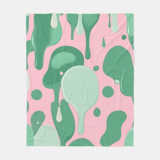 Couverture Polaire Pink Mint Green Melting Drip Pattern Abstract  (Devant)