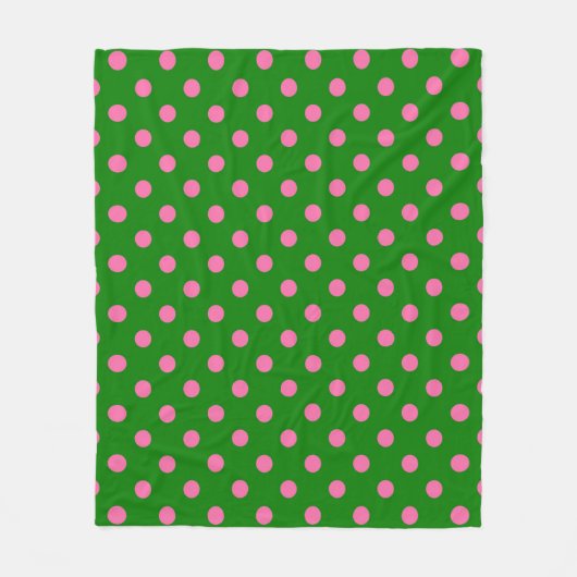 Couverture Polaire Pink On Green Polka Dots Pattern Design  (Devant)
