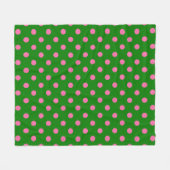Couverture Polaire Pink On Green Polka Dots Pattern Design  (Devant (Horizontal))