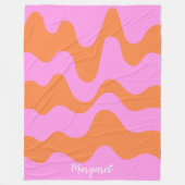 Couverture Polaire pink &orange personalized name monogram (Devant)