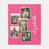Couverture Polaire Pink Personnalisé Avec Le Nom 5 Photo Collage (Devant)