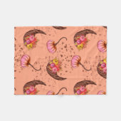 Couverture Polaire Pink Pumpkin with Autumn Leaves and Horns (Devant (Horizontal))