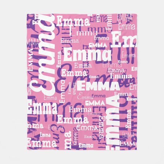 Couverture Polaire Pink Purple Blanc Nom Répéter la typographie (Devant)