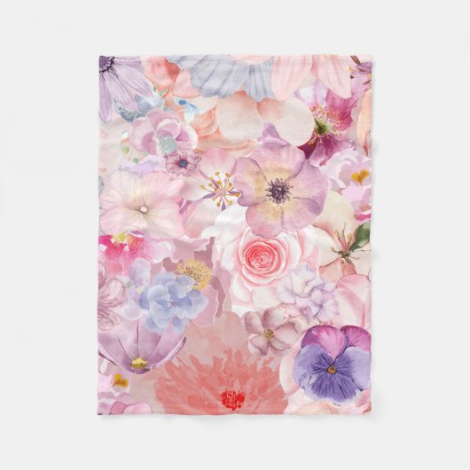 Couverture Polaire Pink & Purple Floral Pattern (Devant)
