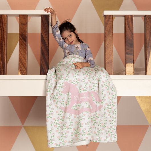 Couverture Polaire Pink Rocking Horse