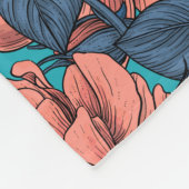 Couverture Polaire Pink roses with blue leaves on blue (Coin)