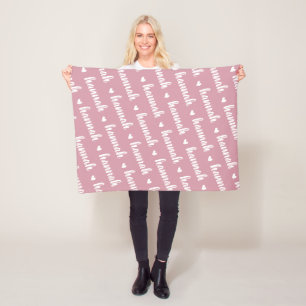 Couverture Polaire Pink Simple Personnalisé Nom Répétant Bébé Fille