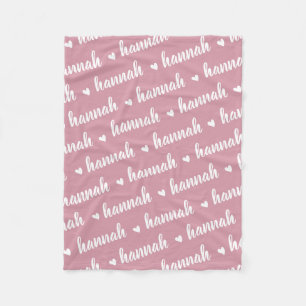 Couverture Polaire Pink Simple Personnalisé Nom Répétant Bébé Fille