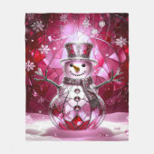 Couverture Polaire Pink Snowman Snowflakes Fleece Blanket (Devant)