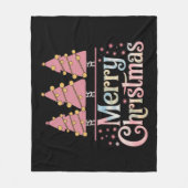 Couverture Polaire Pink Tree Noël Fête Fille d'hiver (Devant)