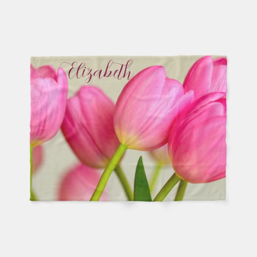 Couverture Polaire Pink Tulips Personalize (Devant (Horizontal))