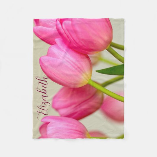 Couverture Polaire Pink Tulips Personalize (Devant)