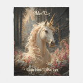 Couverture Polaire Pink Unicorn Winter Castle Fairytale Woodland (Devant)