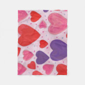 Couverture Polaire Pink violet et Red Valentine's Day Hearts (Devant)