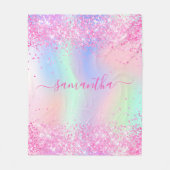 Couverture Polaire Pink violet nom script holographe fille (Devant)