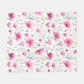 Couverture Polaire Pink Watercolor Wildflower  (Devant (Horizontal))