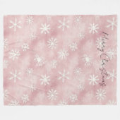 Couverture Polaire Pink White Snowflakes Christmas (Devant (Horizontal))