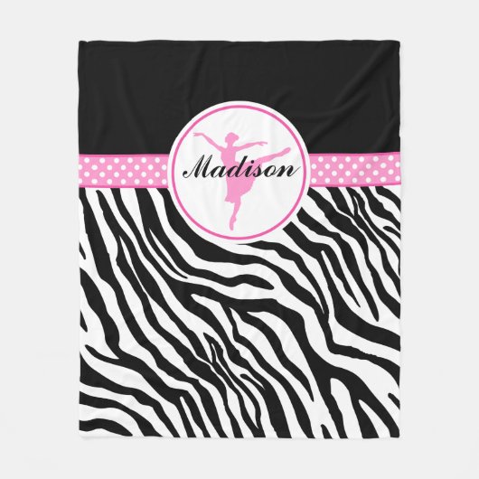 Couverture Polaire Pink Your Name Zebra Print Ballet Dancer (Devant)