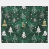 Couverture Polaire Pins d'or Silver Snowflakes Hunter Green (Devant (Horizontal))
