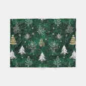 Couverture Polaire Pins d'or Silver Snowflakes Hunter Green (Devant (Horizontal))