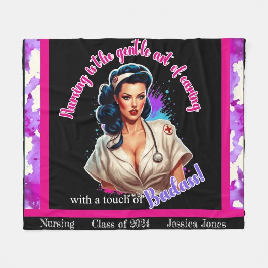 Couverture Polaire Pinup_ Infirmière Badass (Devant (Horizontal))