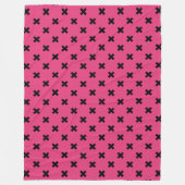 Couverture Polaire Piqûres de croix noire sur fuchsia (Devant)