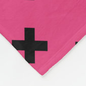 Couverture Polaire Piqûres de croix noire sur fuchsia (Coin)
