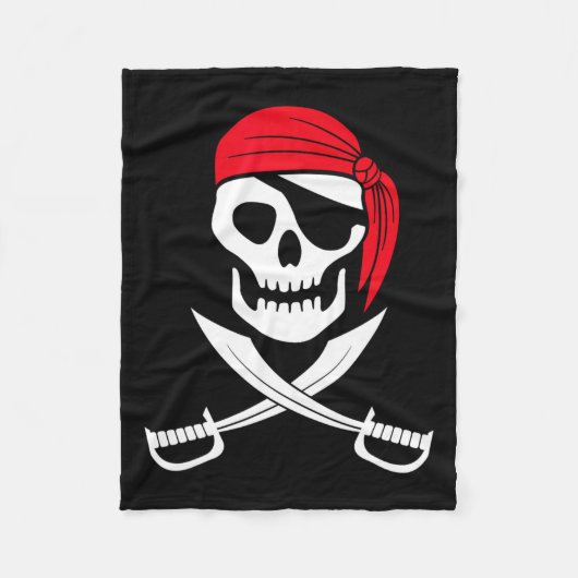 Couverture Polaire Pirate Crâne rouge Bandana épée costume cadeau (Devant)