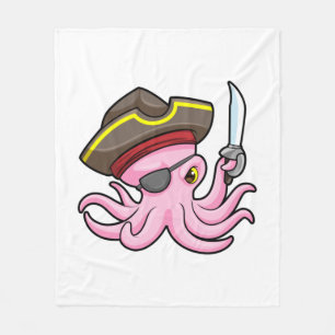 Couverture Polaire Pirate de pieuvre avec patch Sabre et Oeil